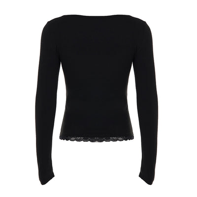 Blusa Elegante de Manga Larga con Encaje y Volantes - Image 9