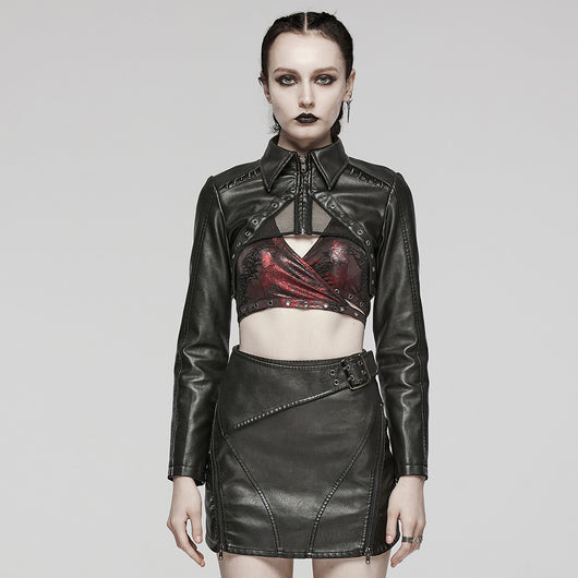 Chaqueta de Cuero Corta para Mujer - Estilo Sofisticado y Moderno - Image 14