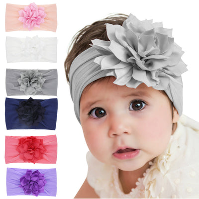 Diadema Elástica Infantil Flor Loto de Nylon