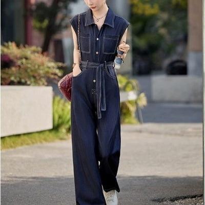 Jumpsuit Denim Ajustado sin Mangas en Tencel para Mujer - Image 3
