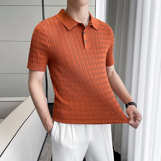 Camiseta Ejecutiva Jacquard de Manga Corta para Hombre