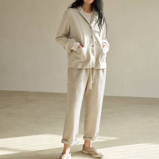 Chaqueta Casual de Algodón y Lino Reforzada para Mujer - Image 2