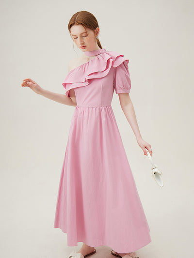 Vestido Halter de Volantes en Colores Sólidos para Mujer - Image 5