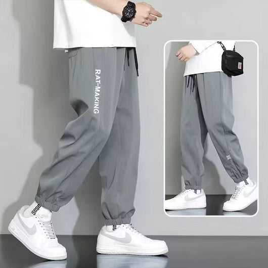 Pantalones Casuales de Seda de Hielo Corte Relajado para Hombre