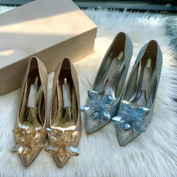 Tacones Altos de Mujer con Cristales Brillantes - Diseño Elegante