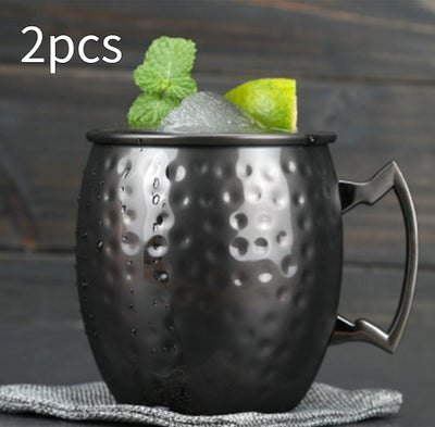 Vaso Cóctel Moscow Scorpion Acero Inoxidable Efecto Martillado Plateado Negro - Image 5