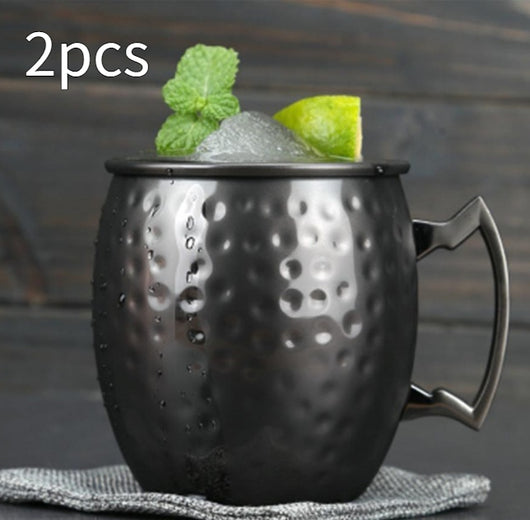 Vaso Cóctel Moscow Scorpion Acero Inoxidable Efecto Martillado Plateado Negro - Image 5