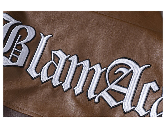 Chaqueta de Cuero con Patchwork Contrastante y Detalles Bordados - Image 23