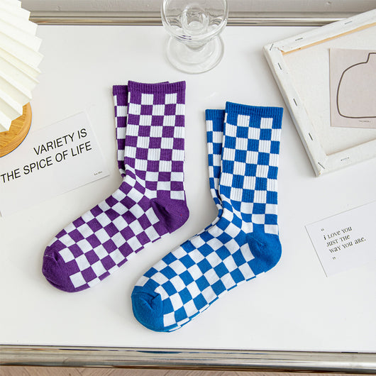 Calcetines Tubo Estilo Ajedrez para Mujer - Image 4