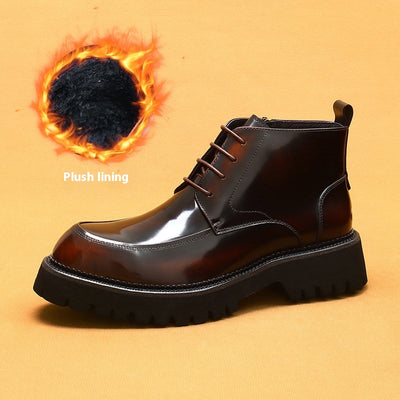Botas Martin de Cuero Charol Plataforma con Cierre - Estilo Británico Elegante - Image 9