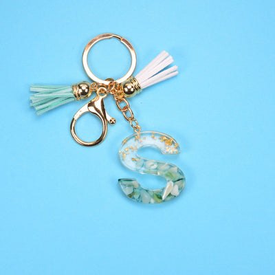 Llavero Colgante Alfabeto Inglés con Borla, Piedra y Detalles en Oro - Image 43