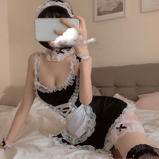 Pijama Lencería Estilo Doncella con Encaje - Conjunto Seductor