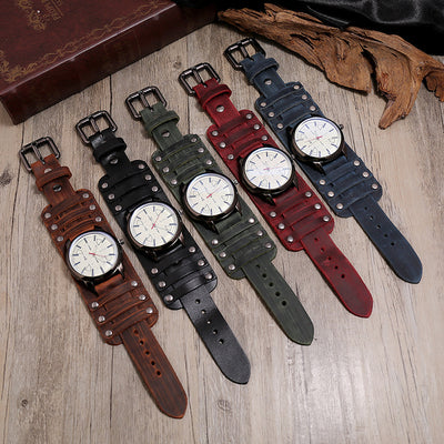 Reloj de Pulsera Vintage en Cuero Ancho para Hombre - Image 15