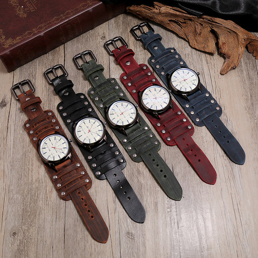 Reloj de Pulsera Vintage en Cuero Ancho para Hombre - Image 15