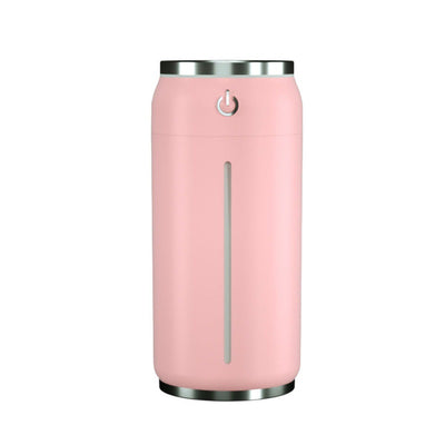 Black mini USB car humidifier shaped like a soda can, with a silver top and power button, and a white water level indicator. - Image 16