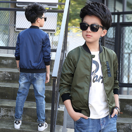 Chaqueta Corta Infantil Estilo Coreano para Niños Medianos y Grandes