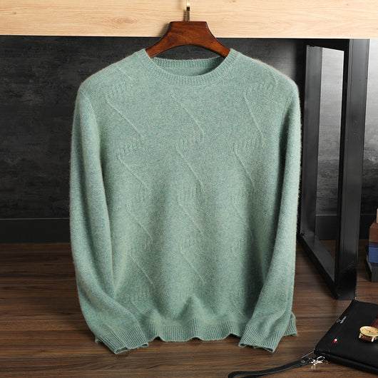 Suéter de Cachemira Pura para Hombre - Cuello Redondo Jacquard - Image 11