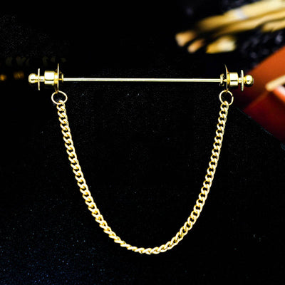 Broche de Camisa para Hombre con Cadena y Borla Metálica
