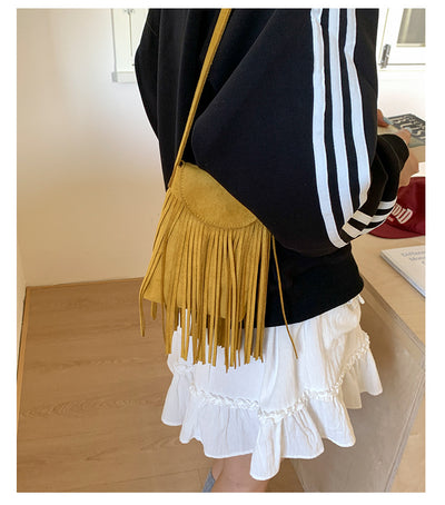 Bolso Bandolera Retro Gamuza Esmerilada con Borlas para Celular - Image 31