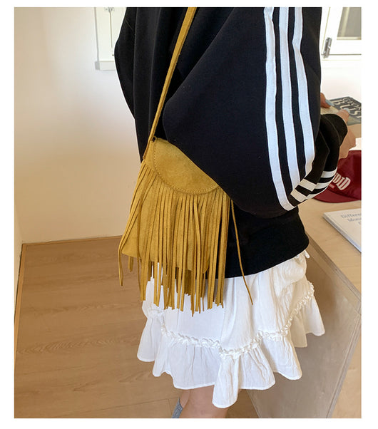 Bolso Bandolera Retro Gamuza Esmerilada con Borlas para Celular - Image 31