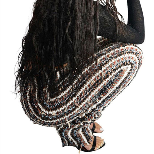 Pantalones Casuales de Tejido Grueso con Contraste para Mujer - Image 2