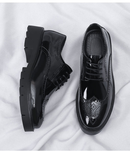 Zapatos de Cuero Casuales Estilo Británico con Tallado Brogue para Hombre - Image 18