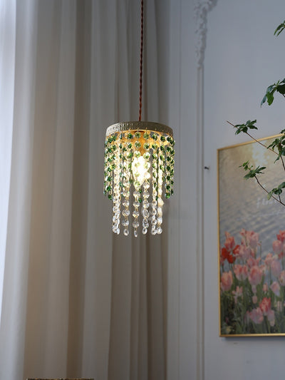 Lámpara de Mesita Retro Verde Glaciar con Cristal Decorativo - Image 3