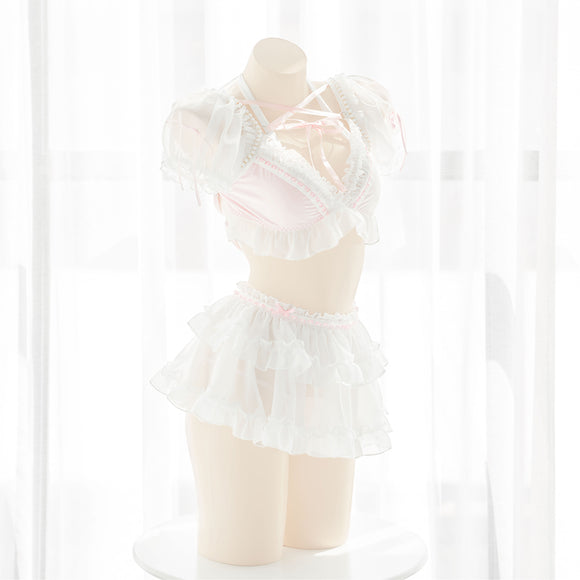 Conjunto de Lencería Pearl Sweetheart con Falda