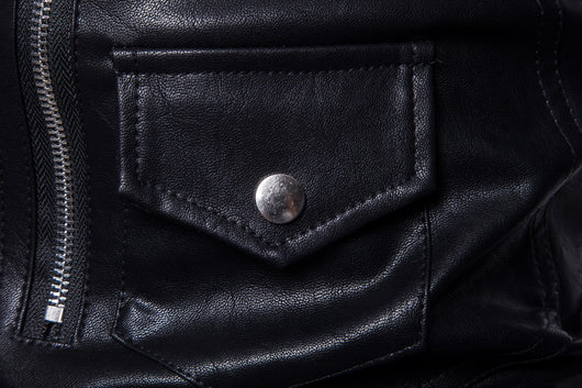 Chaqueta de Cuero para Motociclista con Múltiples Cierres - Image 12