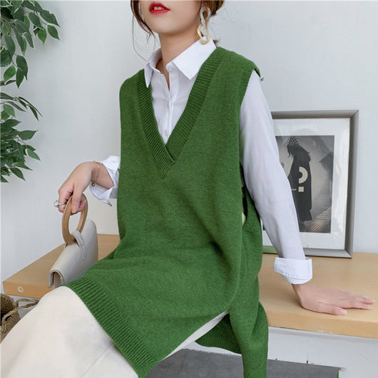 Chaleco Tejido sin Mangas Escote V Estilo Occidental para Mujer - Image 9