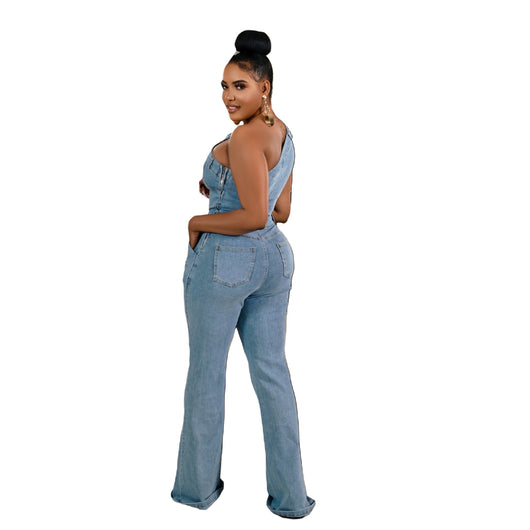 Jumpsuit Denim Ajustado con Hombros Caídos y Cintura Ceñida - Image 25