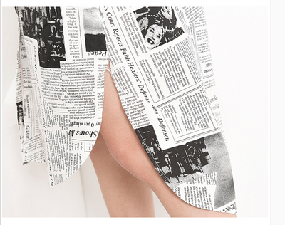 Camisa Suelta Estampado Periódico Largo - Image 11