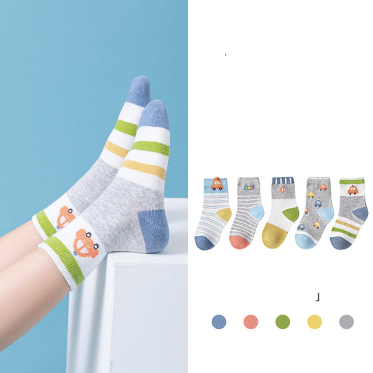 Calcetines Infantiles Estampado Autos Algodón Transpirable Tubo - Image 10