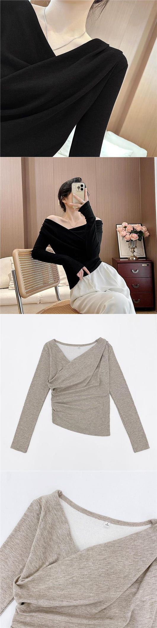 Blusa Térmica Asimétrica con Hombro Descubierto y Forro Polar - Image 12