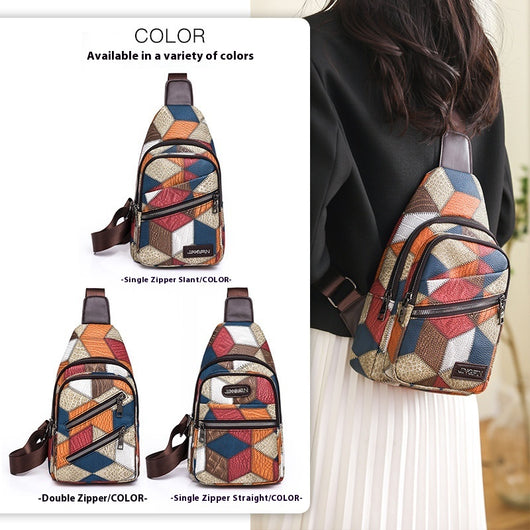 Bolso Cruzado de Gran Capacidad con Textura de Cuero PU Suave y Bloques de Color - Image 6