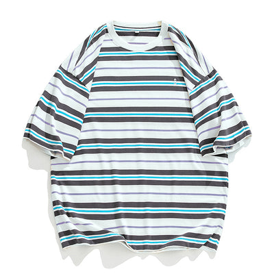 Playera Hombre Rayas Contraste Retro Suelta Versátil - Image 5