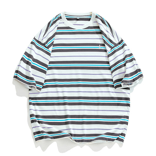 Playera Hombre Rayas Contraste Retro Suelta Versátil - Image 5