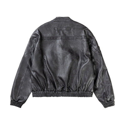 Chaqueta Motociclista de Cuero PU con Efecto Mármol y Cuello Alzado - Image 25
