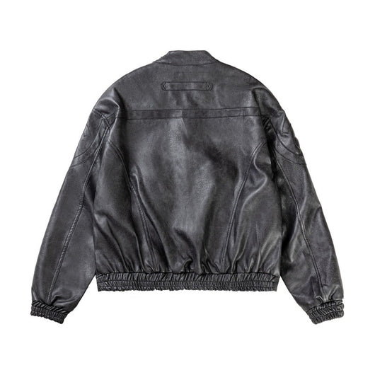 Chaqueta Motociclista de Cuero PU con Efecto Mármol y Cuello Alzado - Image 25