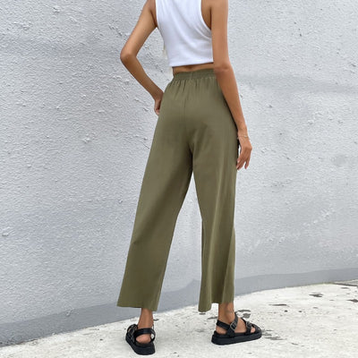 Pantalones Anchos Cropped de Algodón con Cordón Ajustable - Image 11