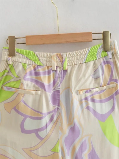 Conjunto Retro Francés para Primavera y Verano: Blusa Estampada y Pantalón Recto - Image 11