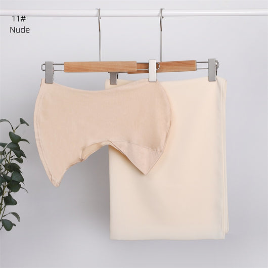 Pañuelo Modal Transpirable de Color Sólido con Gorro Integrado en Chiffon Perla - Image 13