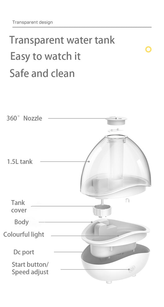 Humidificador Ultrasónico USB 1.5L para Dormitorios y Hoteles - Image 21