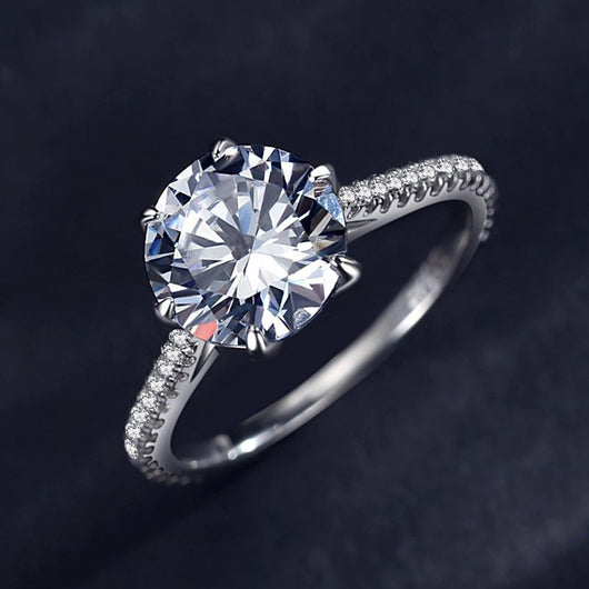 Anillo de Plata Esterlina para Mujer con Diamante Simulado Redondo 2g - Image 6