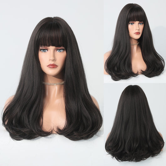 Peluca Rizada Larga con Flequillo Estilo Europeo Tono Platinado Corte Pera - Image 3
