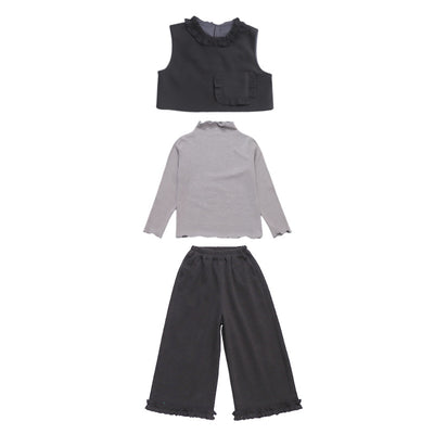 Conjunto de Tres Piezas: Chaleco Stringy Selvedge Fashionable para Niñas - Image 4