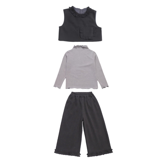 Conjunto de Tres Piezas: Chaleco Stringy Selvedge Fashionable para Niñas - Image 4