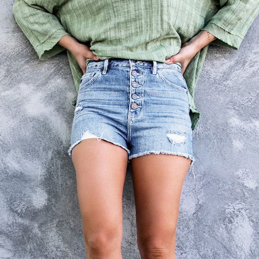 Shorts de Mezclilla Rotos y Elásticos con Detalles Desgarrados - Image 4