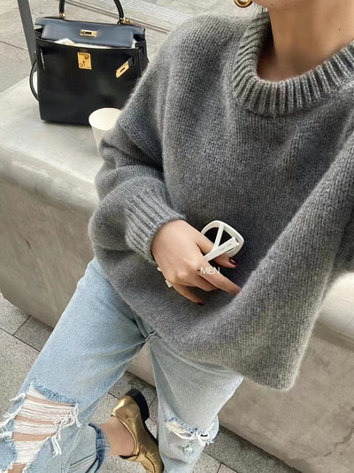 Suéter Grueso de Cuello Redondo en Cashmere para Tallas Grandes - Image 17