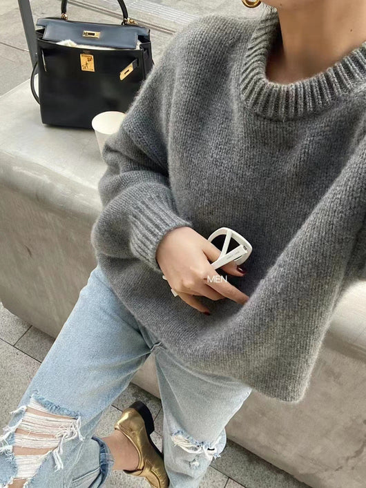 Suéter Grueso de Cuello Redondo en Cashmere para Tallas Grandes - Image 17